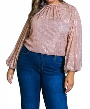 NEW FLYING TOMATO sequin top in rose gold